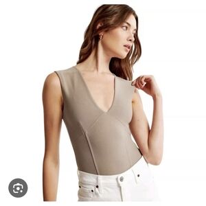 Abercrombie & Fitch Beige/Taupe Deep V Bodysuit